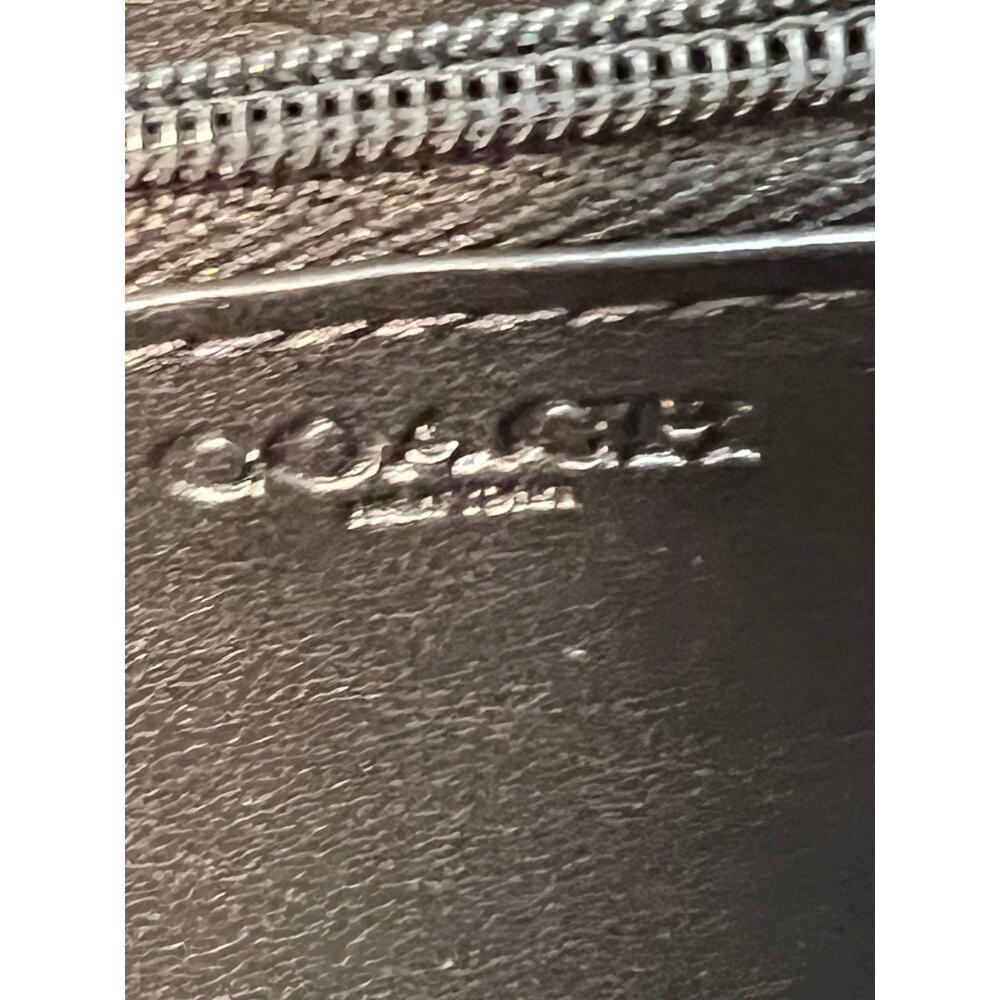 COACH Signature Canvas Accordion Zip Around Wallet F54630 Khaki Black - Picture 11 of 13